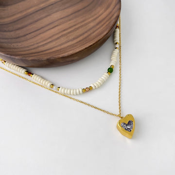 Boho White-Beaded Necklace
