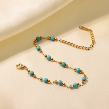 Turquoise Round Bead Bracelet