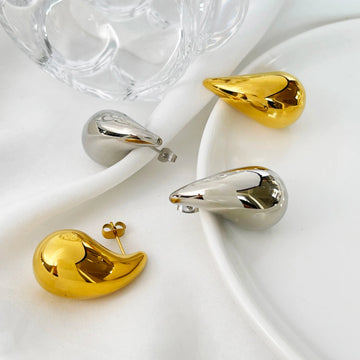 Water Drop Charm Stud Earrings