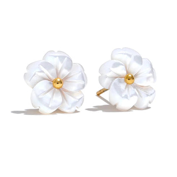 Shell Flower Hoop Earrings